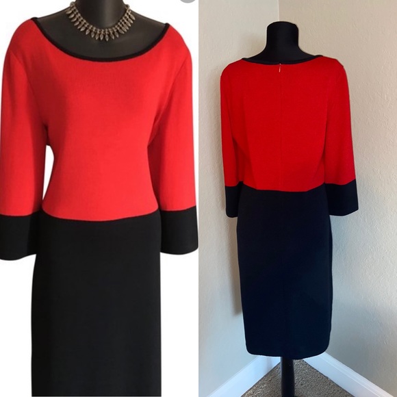St. John Collection Dresses & Skirts - NWOT St. John Collection Red black Knit midi dress